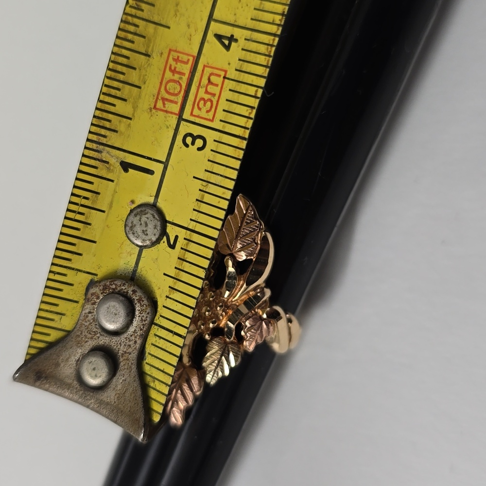 Rare Black Hills 10K Rose Gold Green Leaf Gold Ring In Original Vintage Box - Picture 8 of 10